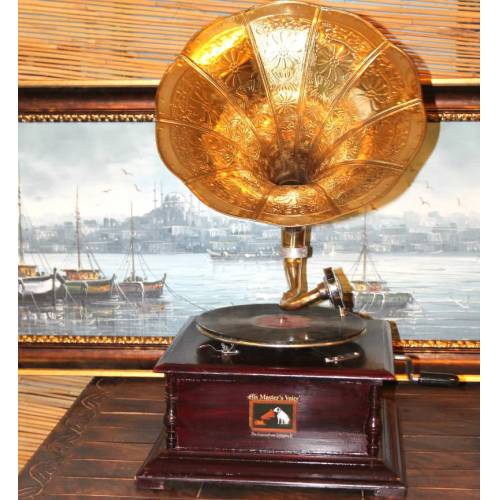 NOSTALJİK RETRO GRAMOFON HIS MASTERS VOICE 