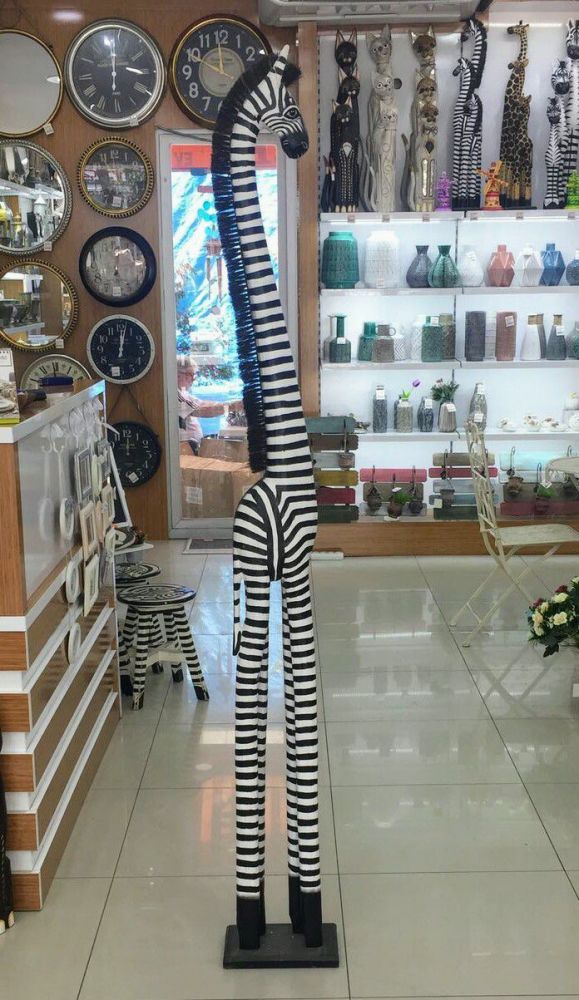 DEKORATİF OTANTİK AHŞAP DEV BOYUTLU BÜYÜK ZEBRA 2 METRE